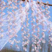 Lakjwo - Guirlande De Fleurs De Cerisier Artificielles à Suspendre En Soie De Vigne Décoration De Fête De Mariage (Lot De 2, Rose)