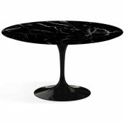 Les Tendances - Table tulipe ronde 80 cm marbre noir pied noir mat