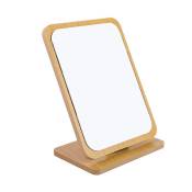 Linghhang - Miroir de maquillage de table pliable en bois -22x16cm, Petit miroir carré sur pied - Miroir de maquillage portable - Miroir carré moyen