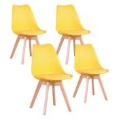 Lot de 4 chaises de salle a manger - Coussin de siège en cuir-Scandinave(Jaune) - jaune - Wokaka
