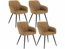 Lot de 4 chaises de salle à manger-en tissu scientifique + métal-chaise de salon-‎49x43x81cm-brun