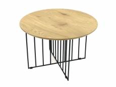 Madia - table basse ronde pieds métal et plateau bois