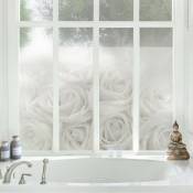 Micasia - Image de fenêtre Roses blanches - Dimension: 54cm x 81cm