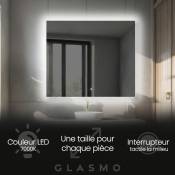 Miroir lumineux de salle de bain 80x80 cm Ellie - Carré Rectangulaire Moderne Miroir avec LED Illumination - Blanc Froid 7000 K avec Interrupteur