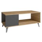 Miroytengo - Table basse Odda couleur ardoise et naturale table à manger salon meubles style industriel 100x42x50 cm