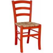 Okaffarefatto - Chaise en bois rouge de Venise avec assise en paille de riz