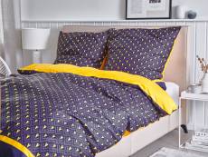 Parure de lit bleu foncé et jaune 135 x 200 cm WALLINGFORD