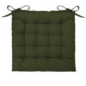 Pegane - Lot de 6 galettes de chaise carrées en coton coloris vert kaki - Longueur 38 x Profondeur 38 x Hauteur 6 cm