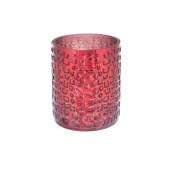 Photophore décoratif en verre rouge H18
