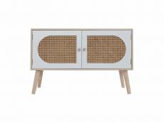 Rebecca mobili meuble de salon buffet en bois 2 portes blanc marron style scandinave RE6852