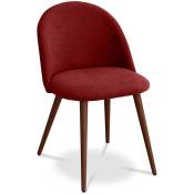Scandinavian Style - Chaise de salle à manger Evelyne Design Scandinave Premium - Piètement foncé Rouge - Métal finition effet bois, Lin, Bois - Rouge