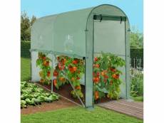 Serre à tomates relevable 3 m² verte 2 fenêtres avec moustiquaire et porte zippée