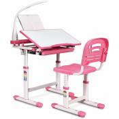 Set bureau et chaise pour enfants avec lampe led charge maximale 80 kg rose