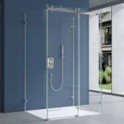 Sogood - Cabine de douche rectangulaire pour un seul mur 90X120X195 paroi de douche transparent Ravenna17-2UK en forme u avec receveur de douche