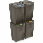 Sortibox xl - Kit de 4 poubelles de 35 litres gris