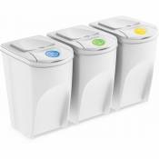 Spetebo - Sortibox xl - Kit de 3 poubelles de 35 litres blanc