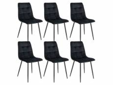 Strib - lot de 6 chaises velours noir et piétement acier