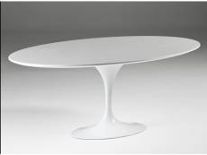 Table à manger ovale bois blanc et pied métal 200