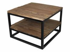 Table basse avec tablette inférieure - vieux bois/fer 60*60*44