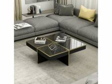 Table basse carrée fjerritslev 35 x 90 x 90 cm marbre noir / laiton [en.casa]
