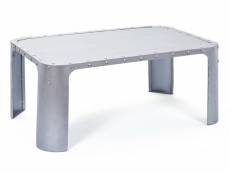 Table basse coloris argent en métal, 110 x 70 x 45 cm -pegane-