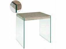 Table d'appoint en tube d'acier, mdf coloris chêne/truffe, dim : l46 x p35 x h43 cm
