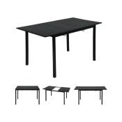 Table de salle à manger extensible industrielle pour 4 à 6 personnes en bois mdf noir, pieds en métal noir - Noir - Meubles Cosy