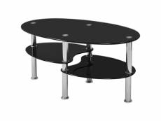 Table de salon table basse hombuy noire en verre trempé (90*50*42cm)