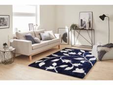 Tapis salon - motif géométrique - 637 bleu - poil long- oslo - 160x230cm - 100% polyester
