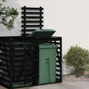 Torana - Extension d'abri de poubelle sur roulettes noir bois massif pin