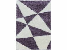 Triangle - tapis à poils longs et motifs géométrique - lila et blanc 080 x 250 cm TANGO802503101LILA