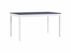 Vidaxl table de salle à manger blanc et gris 140 x