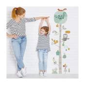 Ahlsen - Stickers muraux barre de mesure arbre chambre enfant (39x133 cm) i autocollants décoratifs toise de croissance enfant animaux hibou forêt i