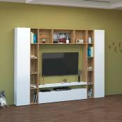 Arkel wh Meuble tv moderne avec bibliothèque en bois blanc