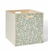 Boîte de rangement carrée en bois motif feuillage