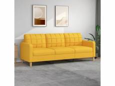 Canapé confortable à 3 places jaune clair 210 cm tissu