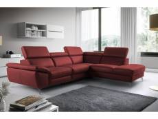 Canapé d'angle en 100% cuir épais de luxe italien, 5/6 places kasini, rouge bordeaux, angle droit (vu de face)