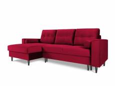 Canapé d'angle gauche convertible avec coffre de rangement "leona", 4 places, rouge, velours MIC_LC_2_A3_LEONA3