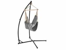 [casa.pro] siège suspendu fauteuil suspendu chaise hamac avec cadre coton polyester métal fritté 100 x 100 cm gris