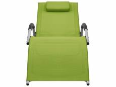 Chaise longue textilène vert et gris