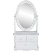 Coiffeuse avec miroir Scandinave Table de maquillage pivotant ovale mdf 66958