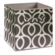 COMPO Boîte de rangement/tiroir pour meuble en tissu - 27 x 27 x 28 cm - Motif Circulaire - Marron et blanc