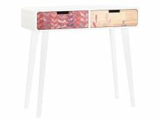 Console table console en bois à caoutchouc et mdf coloris blanc / naturel - longueur 80 x profondeur 30 x hauteur 74 cm