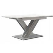 Dusine - table a manger extensible bruce - beton et blanc 140-180 cm