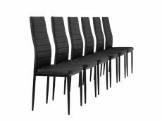 [en.casa] 6 x chaise de salle à manger (noir) avec rembourrage cuir synthétique de grande qualité pour salle à manger / salle de séjour / cuisine - ki