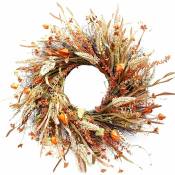 Ensoleille - Couronnes de récolte d'automne de 61 cm, couronnes de fleurs artificielles pour porte d'entrée, mur, fête, Thanksgiving, décoration de