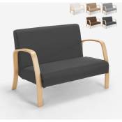 Fauteuil canapé design en bois et tissu pour salon et studio Esbjerg Couleur: Gris foncé