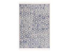 Flät - tapis scandinave à franges tressées bleu et crème 160x230cm art-1271-blue-160x230