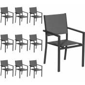 Happy Garden - Lot de 10 chaises rembourrées en aluminium