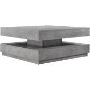 Helloshop26 - Table basse avec plateau tournant 76 x 76 cm bois gris béton - Bois
